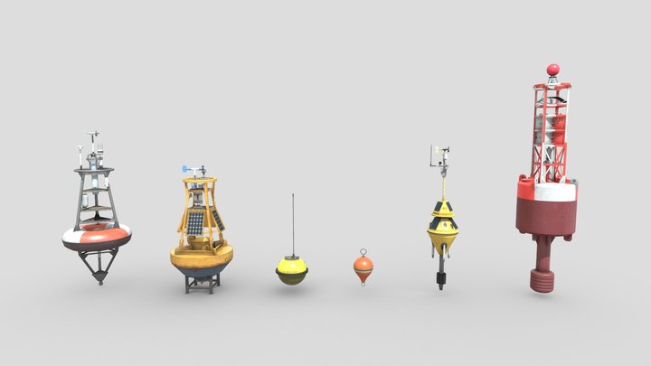 6 PBR Buoys Collection 3D Model