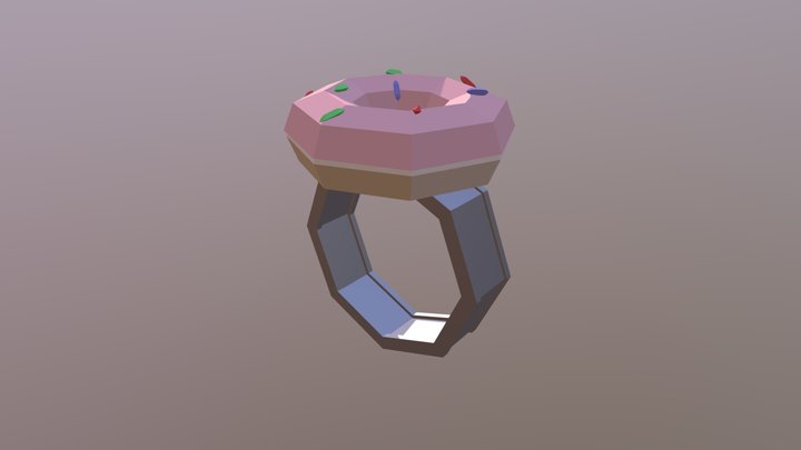 Low Poly Doughnut Ring 3D Model