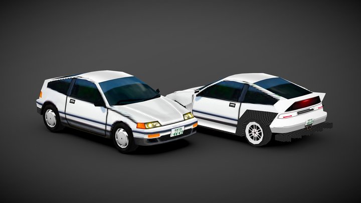 Honda CRX and widebody version (ps1 graphics) 3D Model