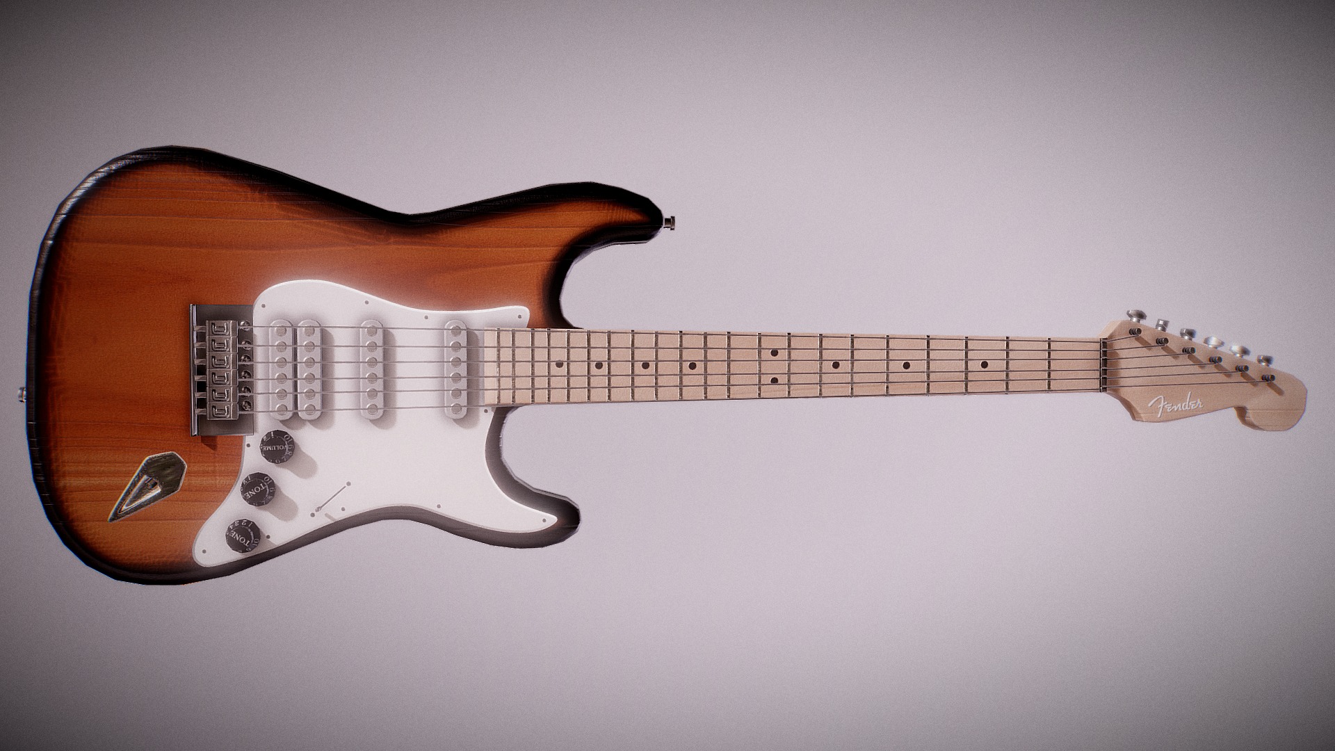 3D model Fender Stratocaster - This is a 3D model of the Fender Stratocaster. The 3D model is about a guitar with a black neck.