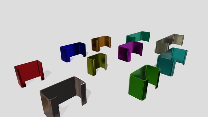 Low poly 10 standard C profiles (thi.. less 2mm) 3D Model