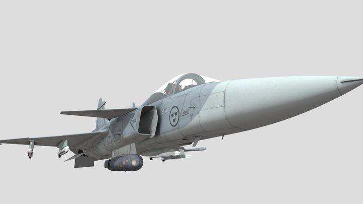 SAAB Jas 39A Gripen (Detailed Cockpit) 3D Model