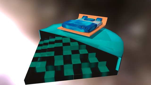 Bed with Platform 3D Model