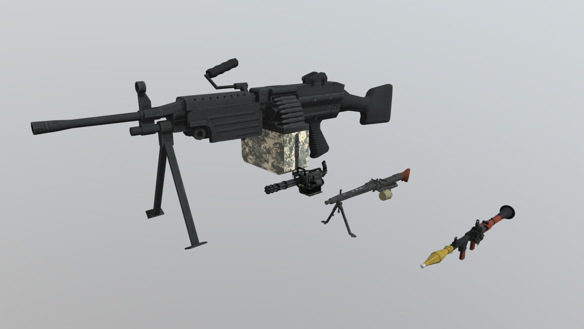 Low Poly 3D Heavy Weapons