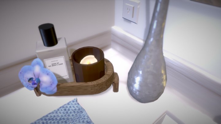Bathroom with Orchid 3D Model