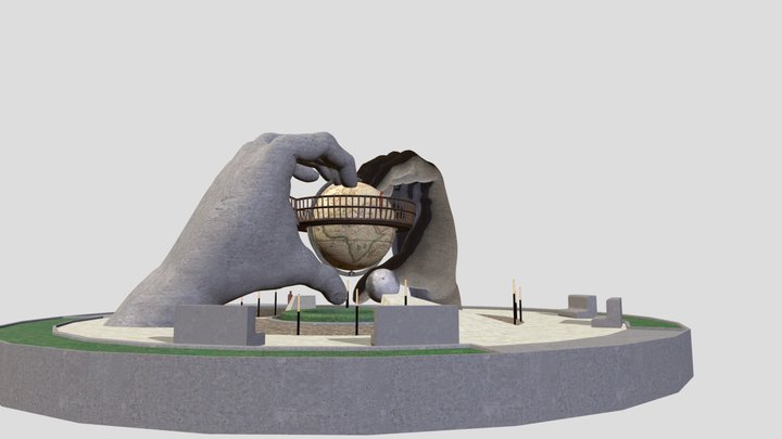 Арт объект 2 Любите все страны и планету господа 3D Model