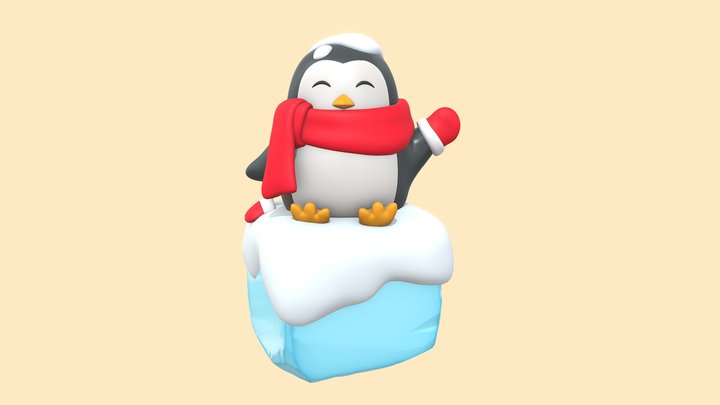 Christmas Cute Penguin 3D Model
