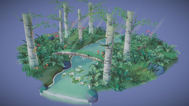 Birch Forest 3D Model