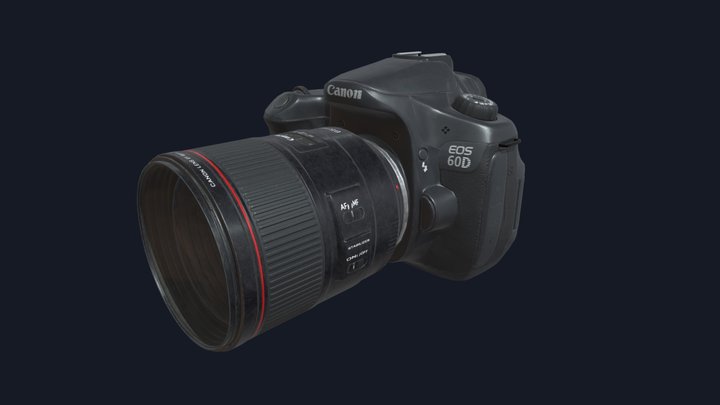 Canon EOS 60D + Canon lens EF 85mm f/1.4l IS USM 3D Model