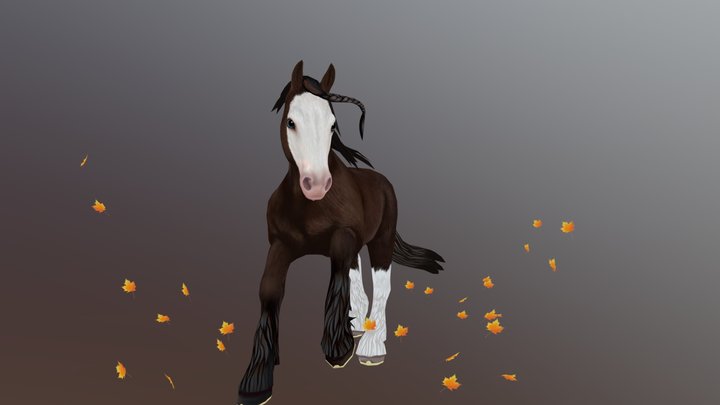 Shire horse without equipment 3D Model
