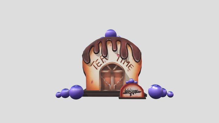 Blueberry Bread Top with Chocolate Shop 3D Model