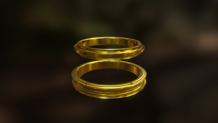 Matching art deco rings 3D Model