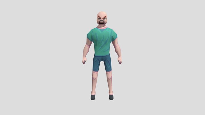 Angry Man Door Kick 3D Model