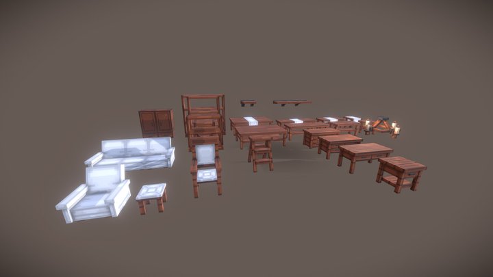 Wooden Furniture 3D Model