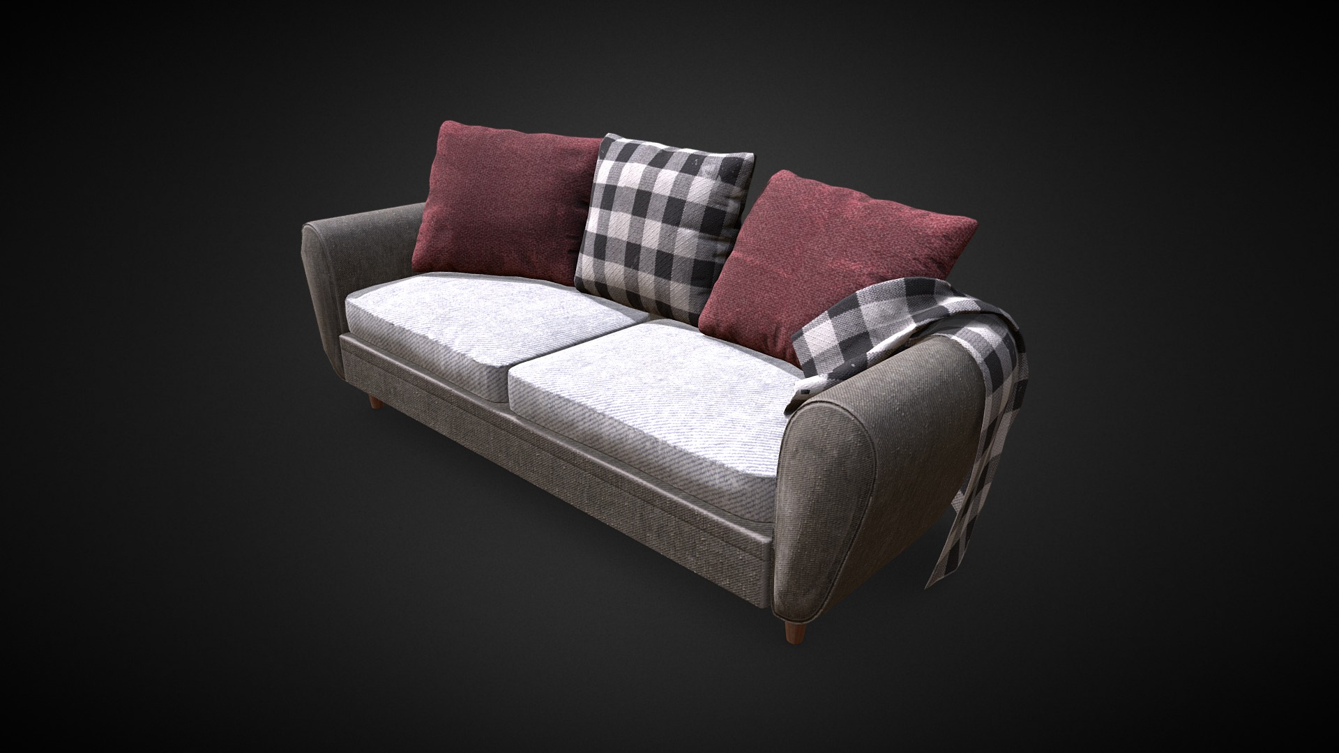 3D model Sofa - This is a 3D model of the Sofa. The 3D model is about a couch with pillows.