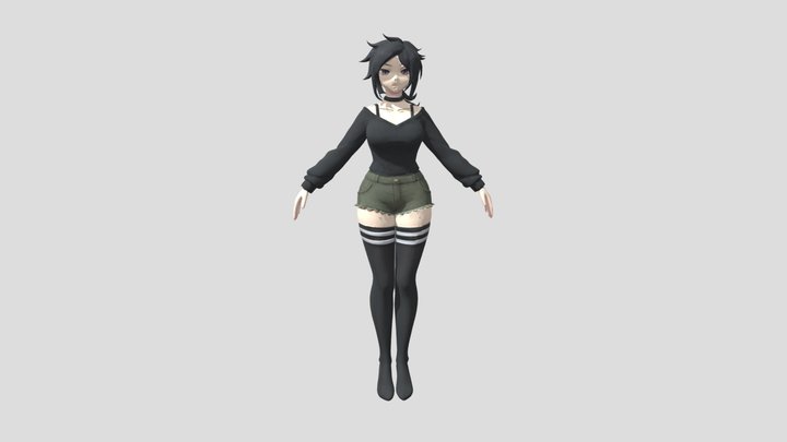 Mita Ashley - Anime girl - 3d stylized tpose 3D Model