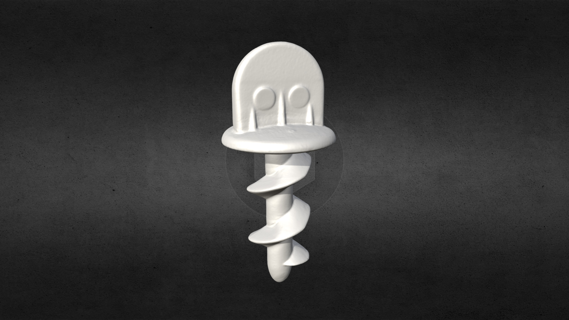 3D model 3D Scanned Pegboard Screw (3D Printable) - This is a 3D model of the 3D Scanned Pegboard Screw (3D Printable). The 3D model is about a white robot on a black surface.
