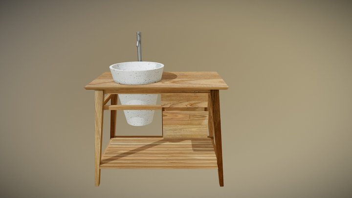 Meuble teck salle de bain 3D Model
