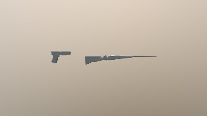 pistol and hunting rifle 3D Model