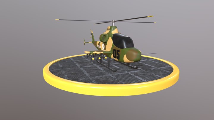 Stylized military helicopter 3D Model