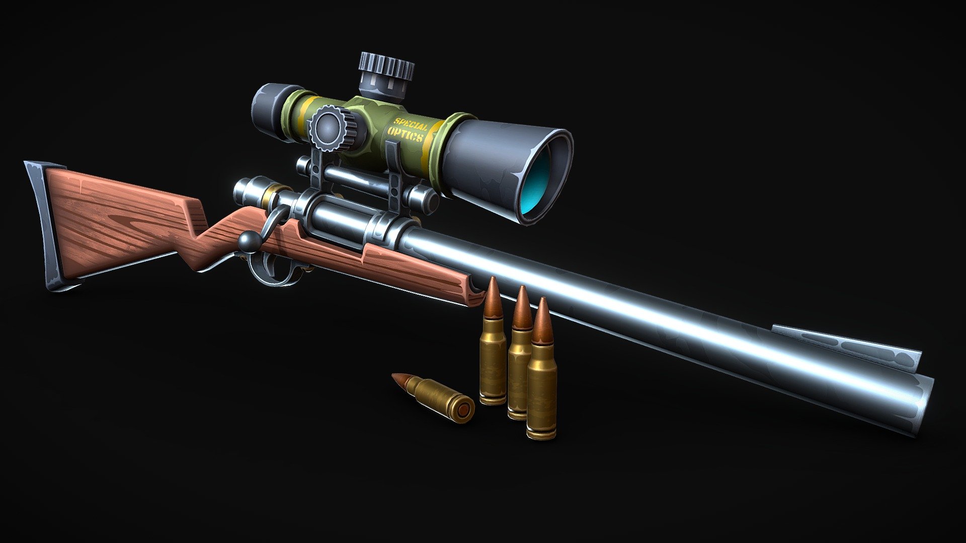 Stylized Sniper Rifle - 3D model by CGnewbie [f48e8e5] - Sketchfab