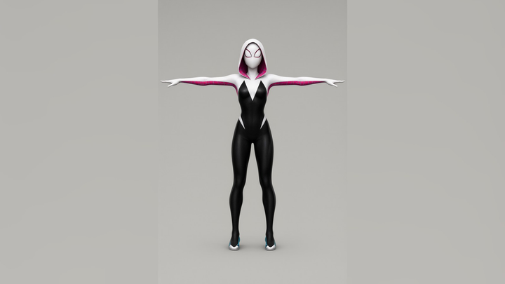 Spider Gwen (Spider Man) T-Pose 3D Model