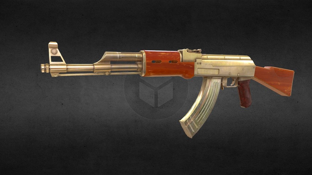 Low Poly AK-47 (Gold)