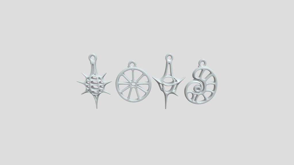 Set of ornate metal pendants