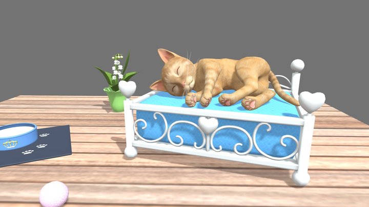 Sweet Dreams - a kitten 3D Model