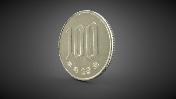 100yen coin scan 3D Model