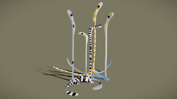 Stylised Creature : Garden Eel Fishies 3D Model
