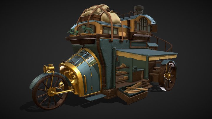 Bakery Wagon - DAE - Sculpting 3D Model