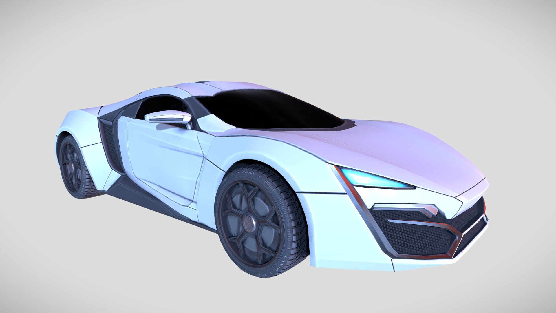 3D model Lykan Hypersport - This is a 3D model of the Lykan Hypersport. The 3D model is about a silver and blue sports car.