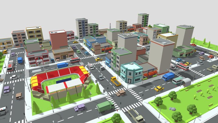 Scene_City cvet 3D Model