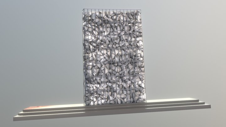 Noise Barrier Gabion Stone Wall 2.5m | Low-Poly 3D Model