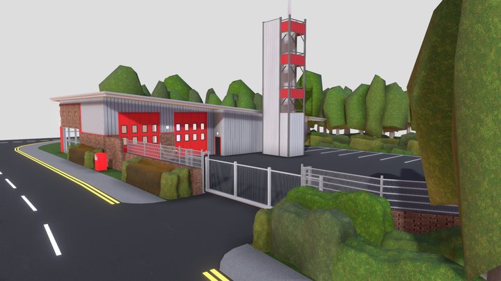Brackley Fire Station Diorama 3D Model
