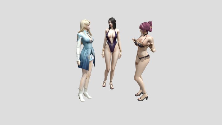 Three Ladies Are Talking 3D Model