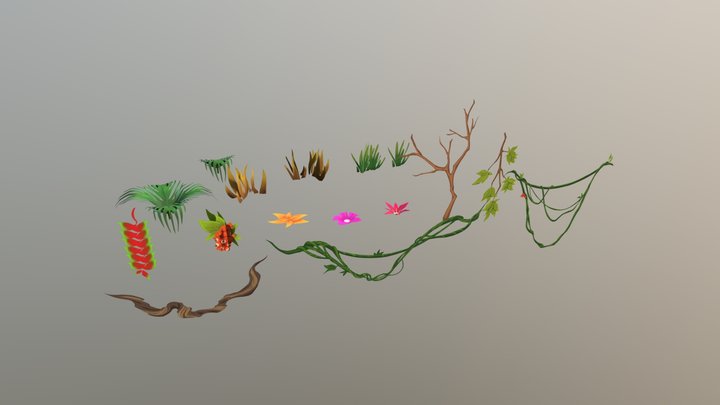 Stylized Plants 3D Model