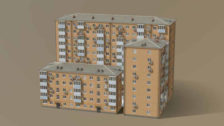 Procedural Soviet Building 3D Model