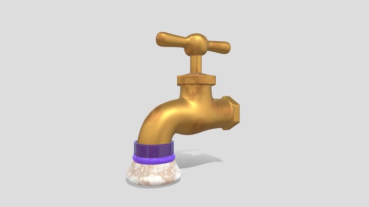 Copper Faucet with Sponge Filter 3D Model
