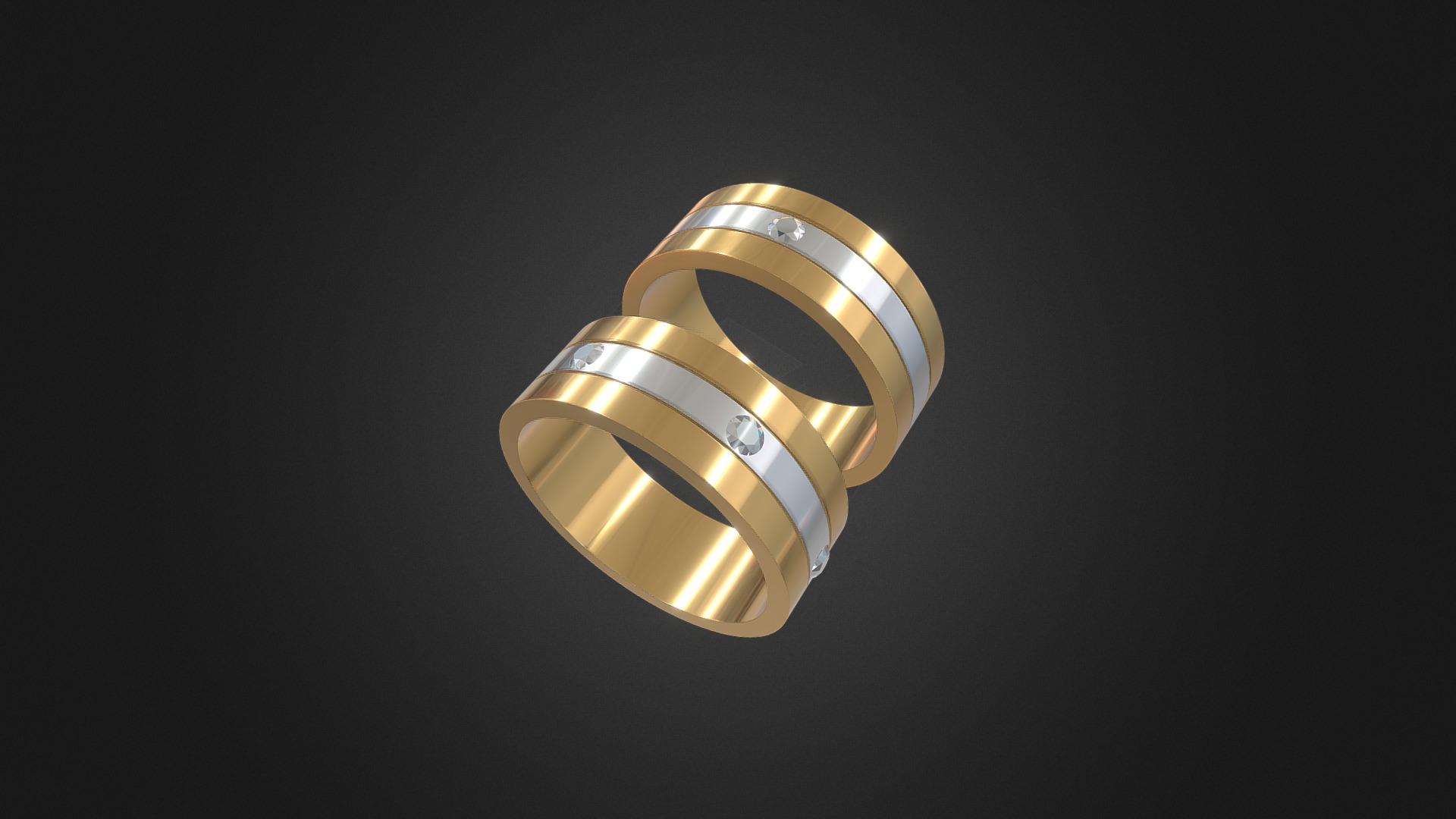 3D model 1050 – Rings - This is a 3D model of the 1050 - Rings. The 3D model is about a gold and silver ring.