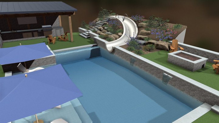 Dream Pool: Hideaway (with turf) - copy 3D Model