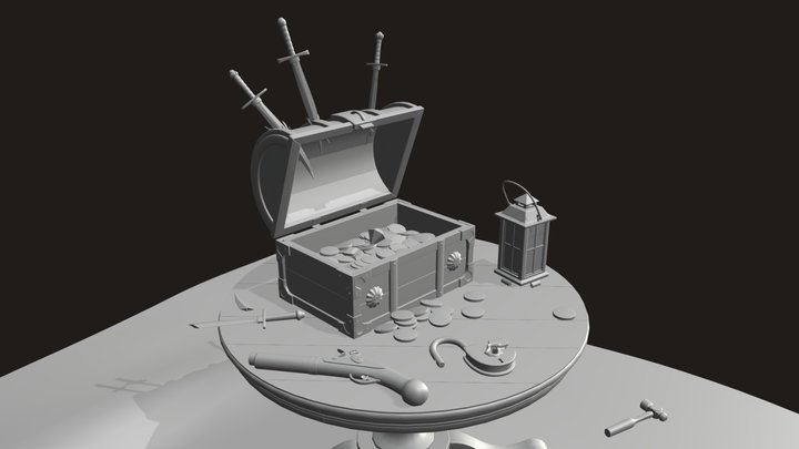 Pirate Ship Vignette 3D Model