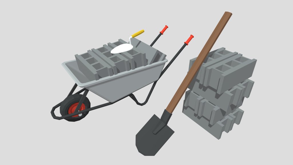 Low Poly African Construction Tools Pack