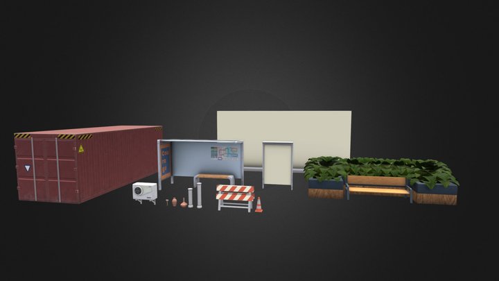 VR ready Outdoor props 3D Model