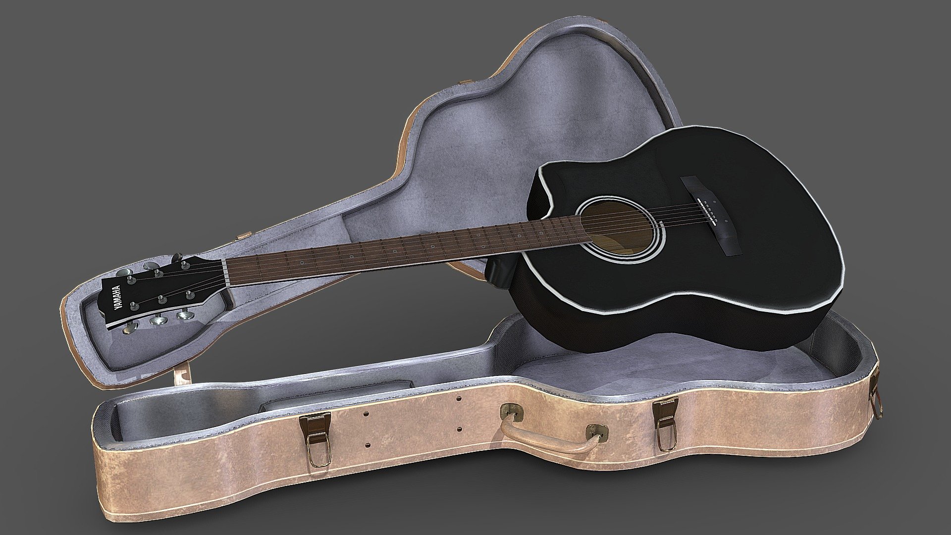 Yamaha Guitar Black and White — Sketchfab embed 3D viewer