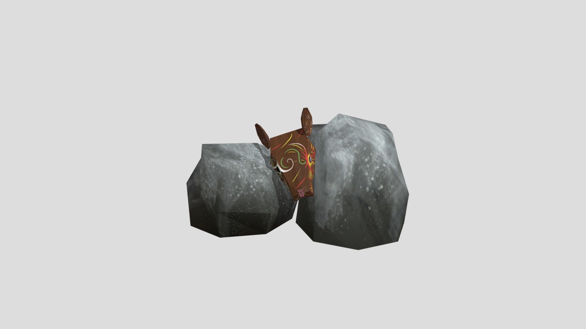 Prop Rat Mask on rocks