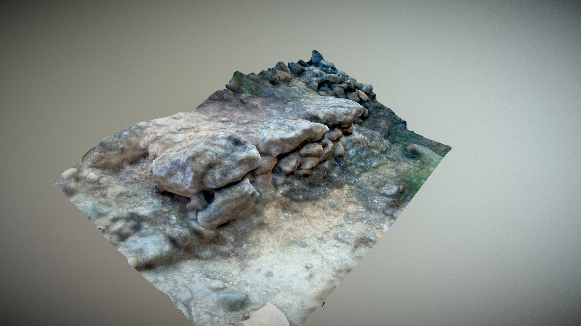 stone wall in the field photogrammetry low poly
