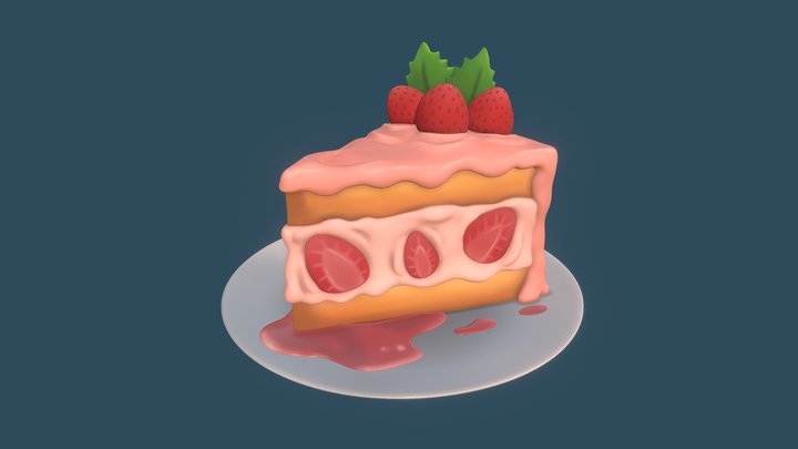 Strawberry Cake 3D Graphic · Creative Fabrica