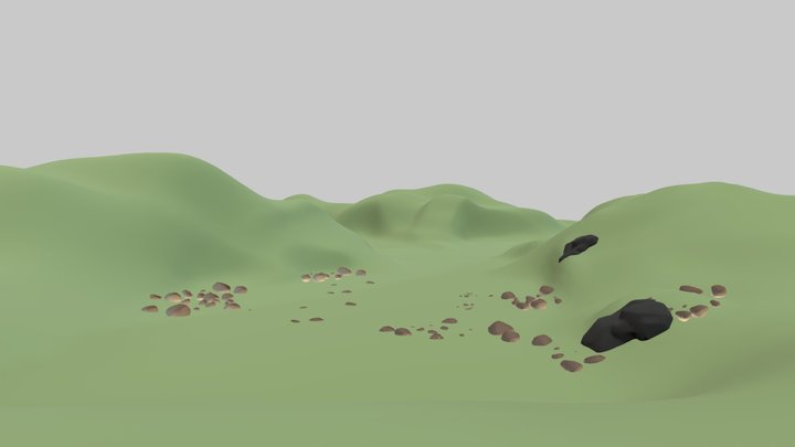 Simple Terrain with rock debris 3D Model